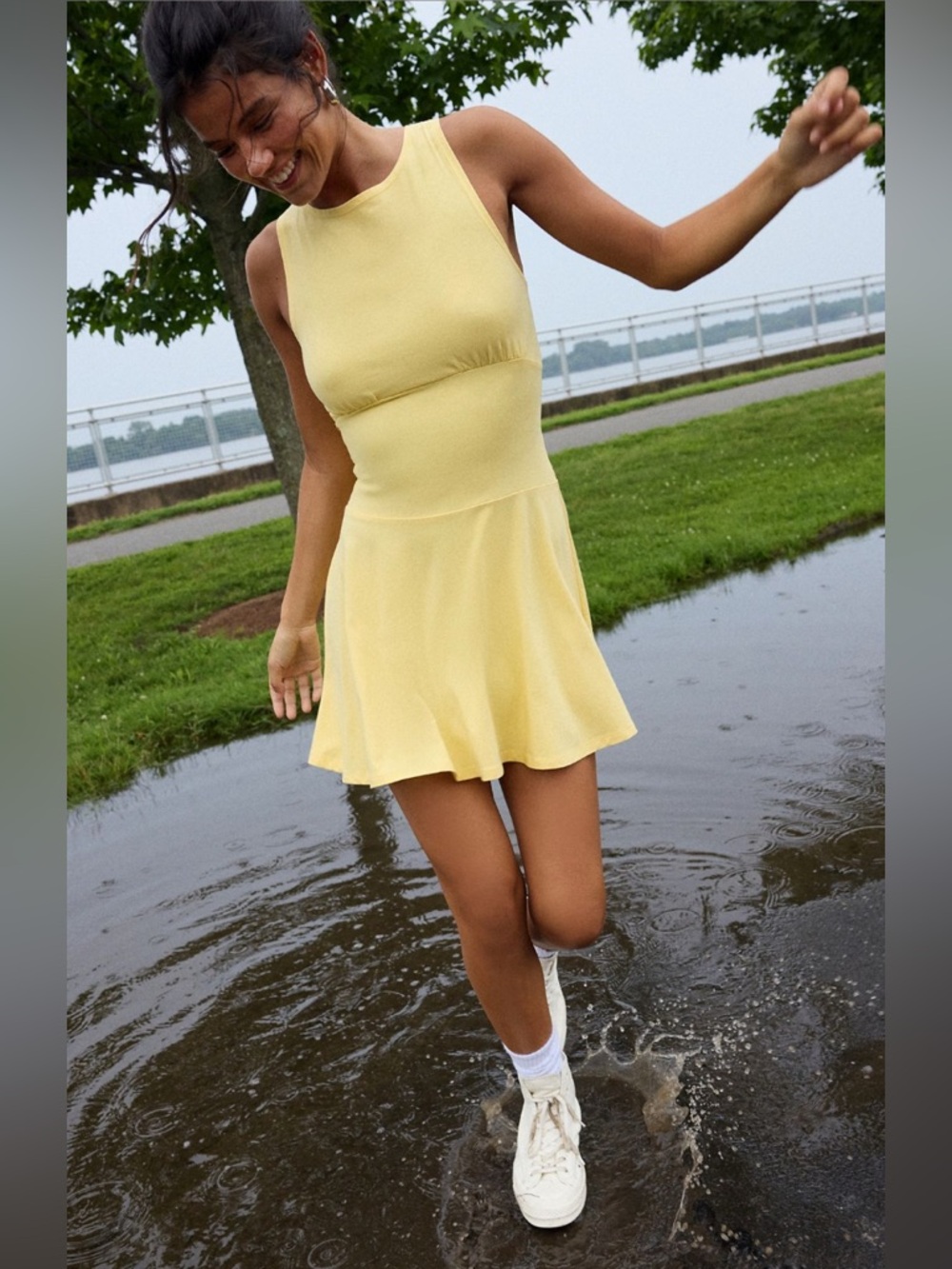 Boatneck Drop Waist Knit Mini Dress